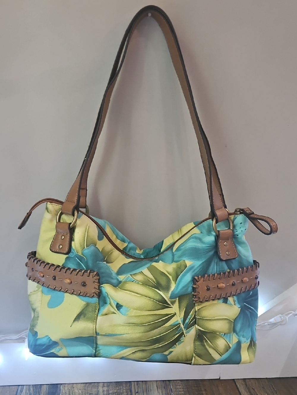 Relic Tropical Shoulder Bag in Blue, Yellow‎ & Brown